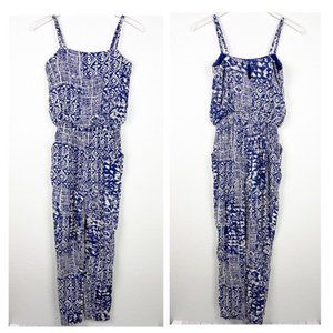 Sans Souci Blue & White Aztec Ikat Print Jumpsuit